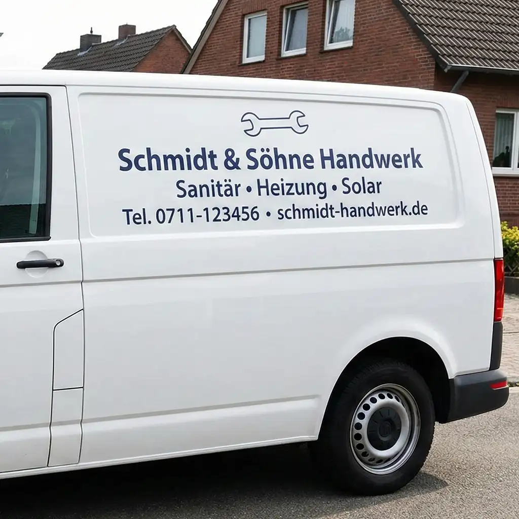 Beispiel Fahrzeugbeschriftung für Handwerker